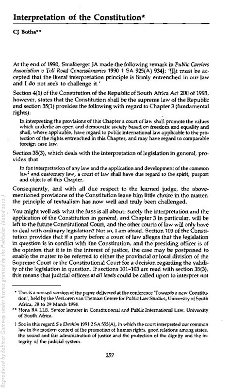 Interpretation Of Statutes C Botha