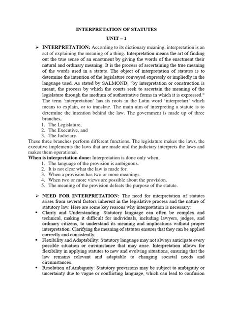 Interpretation Of Statutes Notes Pdf