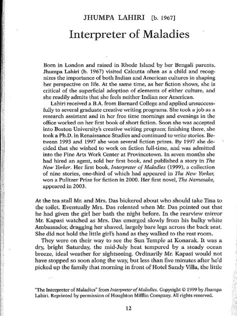Interpreter Of Maladies Full Book