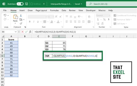 Interquartile Range Excel