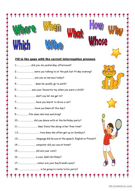 Interrogative Pronoun Worksheets Pronouns Worksheet With Answers - Pronouns Worksheet With Answers