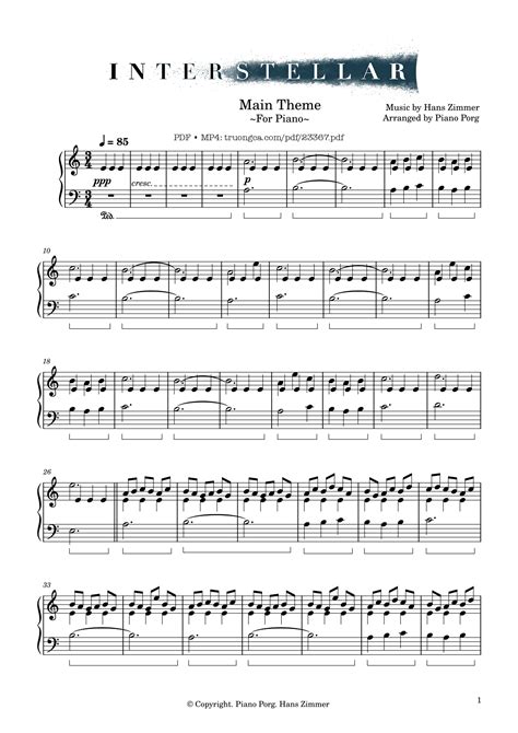 interstellar main theme piano