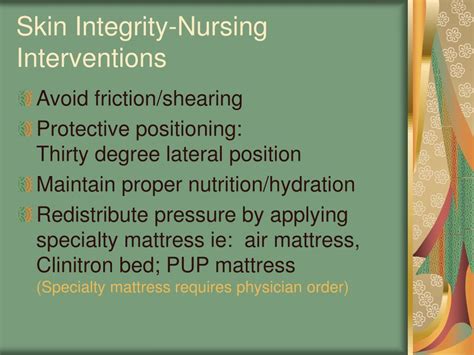 Interventions For Skin Integrity