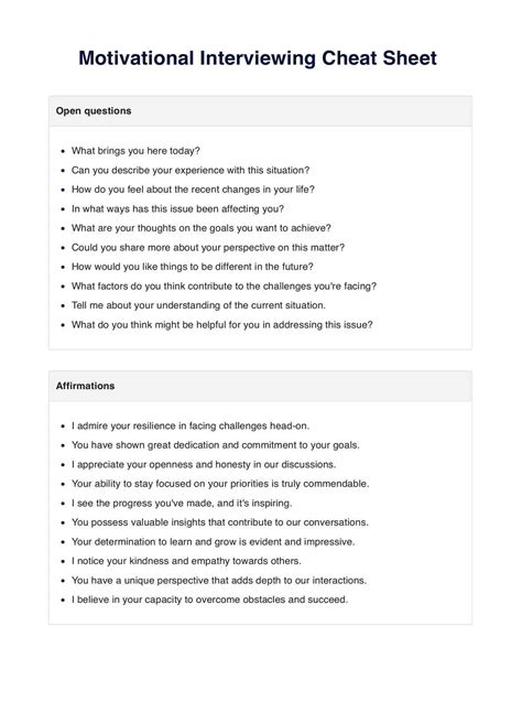 interview guide template Motivation SelfImprovement