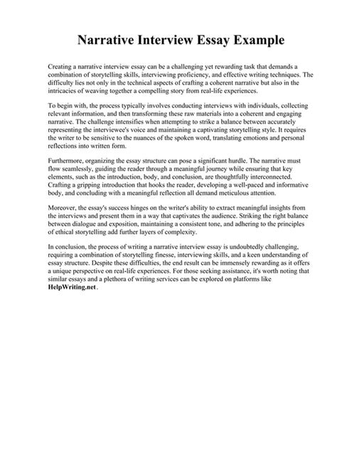 Interview Narrative Essay Example Cprvdl