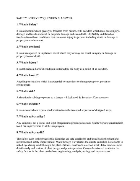 interview question answer for safety officer