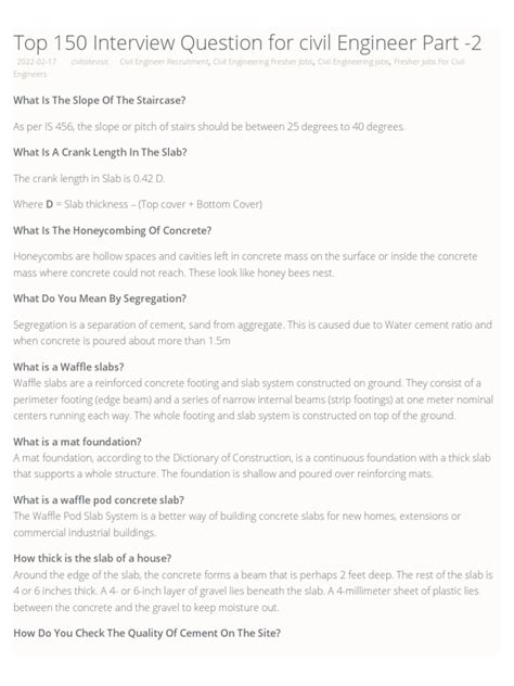 interview questions for a civil engineer