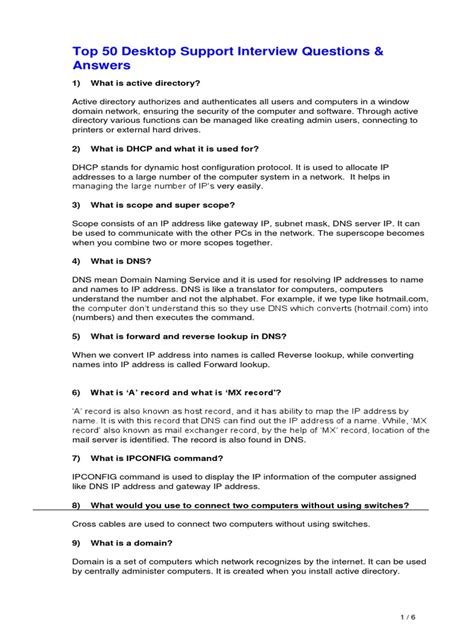 Interview Questions For Desktop Support Bing