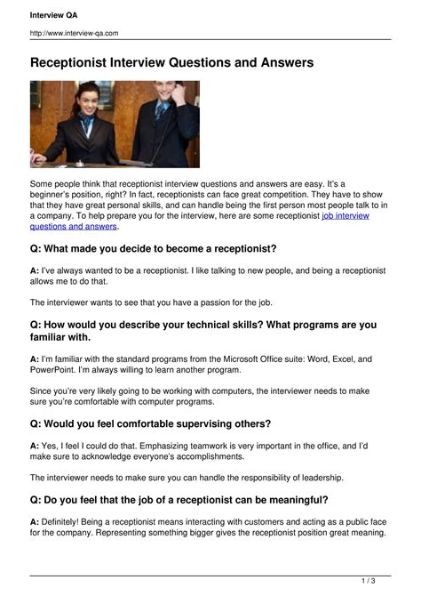 interview questions for school receptionist position