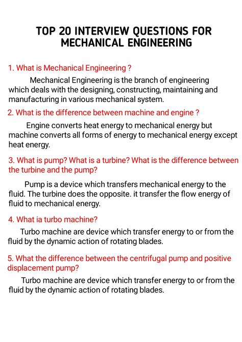 Read Online Interview Questions For Mechanical Engineer 