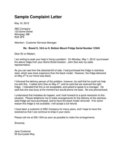 Intimidation Letter Complaint Samples