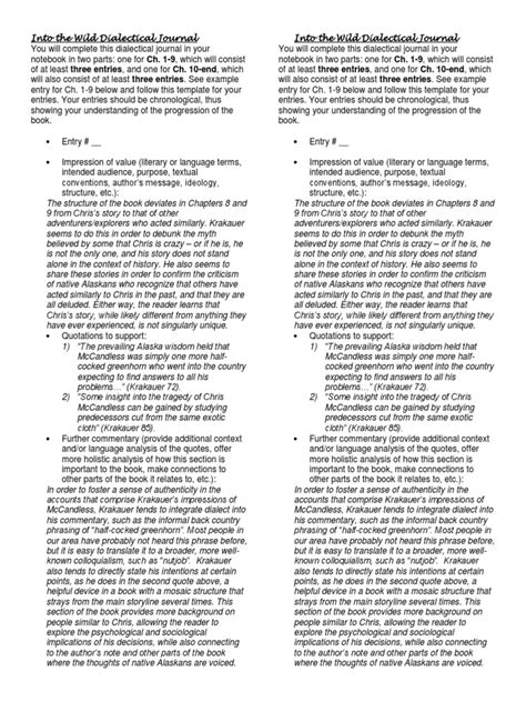 Into The Wild Dialectical Journal
