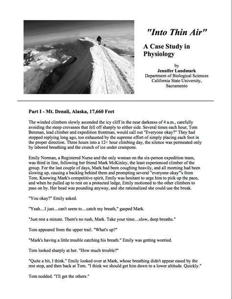 Into Thin Air Case Study Answer Key