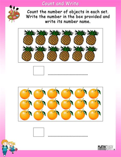Intriguing Count And Write Worksheets For Class 1 Count And Write Pictures - Count And Write Pictures