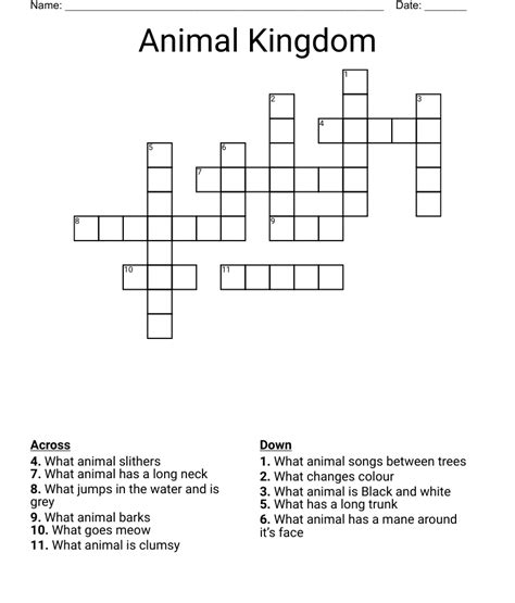 Intro To Animal Kingdom Crossword Puzzle With Key Introduction To Animals Crossword Answer Key - Introduction To Animals Crossword Answer Key
