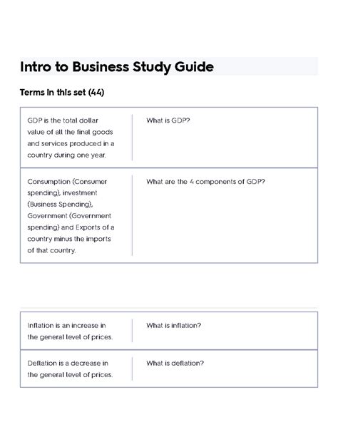 Read Online Intro Business Study Guide 