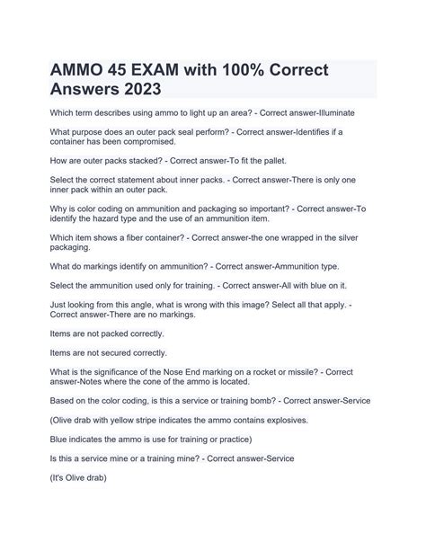 Read Intro To Ammo 45 Answers 