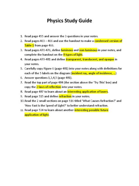 Read Online Intro To Physics Study Guide 