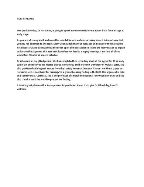 Introducing A Guest Speaker Speech Examples
