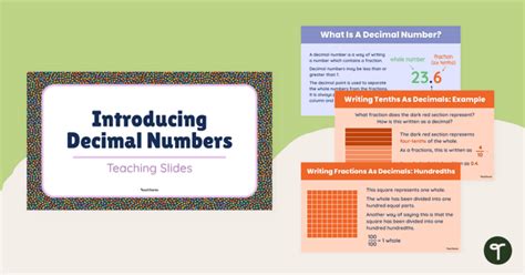 Introducing Decimal Numbers Teaching Slides Teach Starter Introducing Decimals  4th Grade - Introducing Decimals  4th Grade