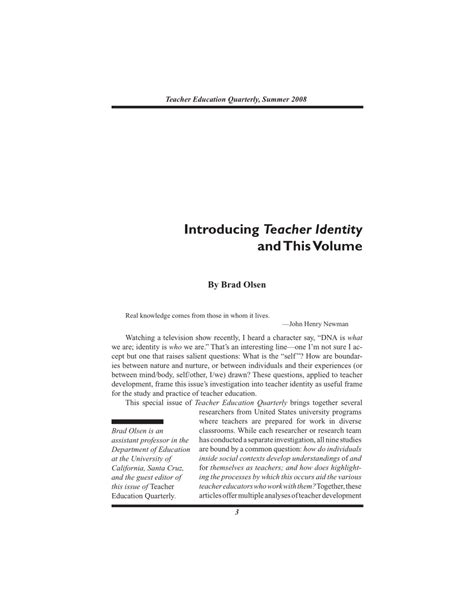 Read Introducing Teacher Identity And This Volume 