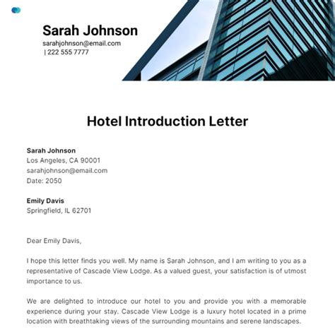 introduction letter for hotel simple