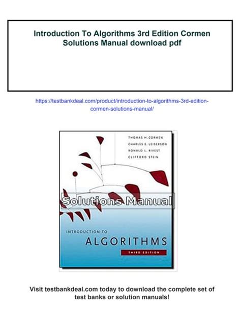 Introduction To Algorithms Solutions 3rd Edition Pdf