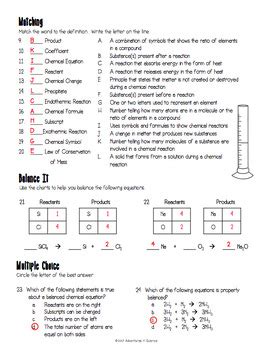 Introduction To Chemical Reactions Worksheet By Adventures In Chemistry Chemical Reactions Worksheet - Chemistry Chemical Reactions Worksheet