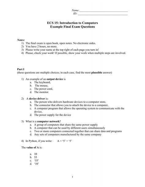 introduction to computers exam questions and answers