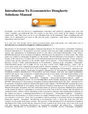 introduction to econometrics dougherty solution manual
