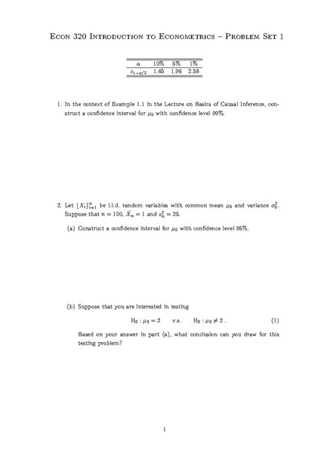 Introduction To Econometrics Practice Problems