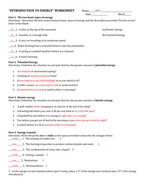 Introduction To Energy Worksheet Answers Transfer Of Thermal Energy Worksheet Answers - Transfer Of Thermal Energy Worksheet Answers