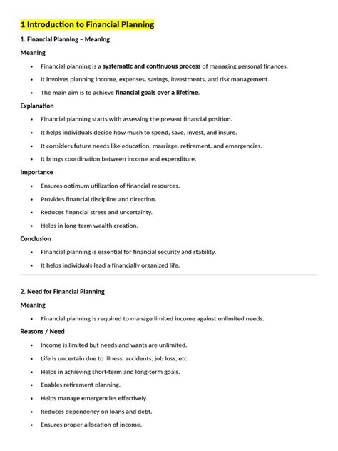 Introduction To Financial Planning Module 1