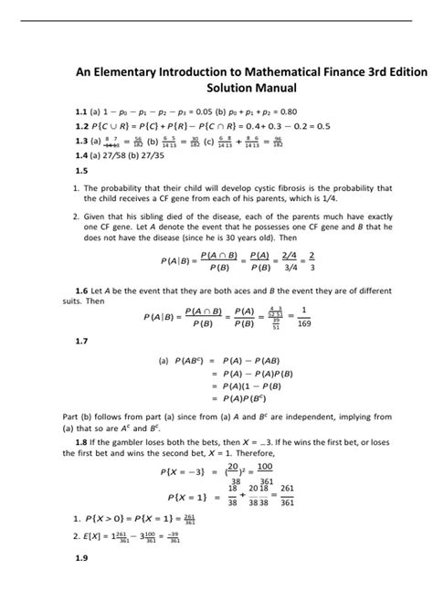 Introduction To Mathematical Finance Solution Sheldon Ross
