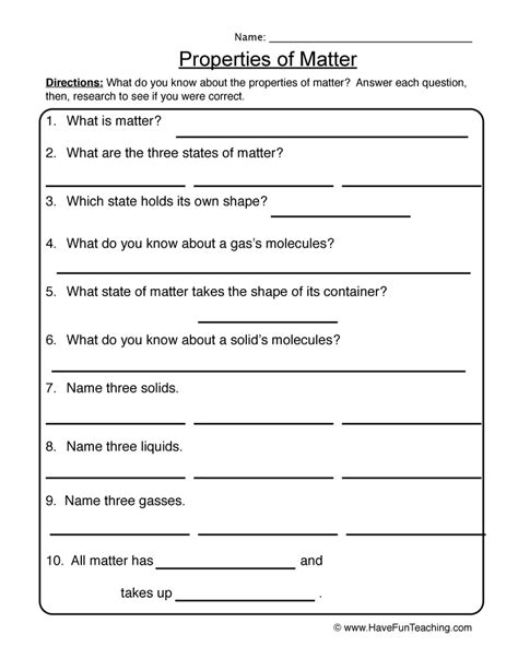 Introduction To Matter Worksheets Printable Worksheets Introduction To Matter Worksheet Answers - Introduction To Matter Worksheet Answers
