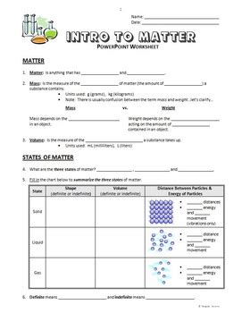 Introduction To Matter Worksheets Teacher Worksheets Introduction To Matter Worksheet Answers - Introduction To Matter Worksheet Answers