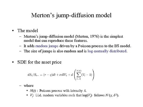 Introduction To Merton Jump Diffusion Model Matsuda Lab