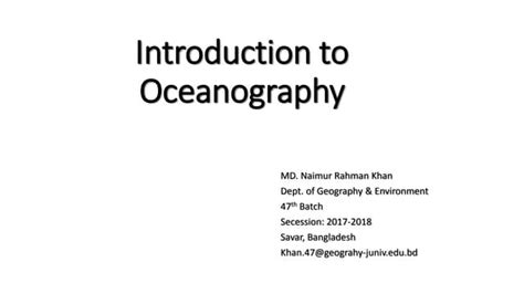 Introduction To Oceanography Exercise 9 Answer