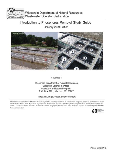 Introduction To Phosphorus Removal Study Guide