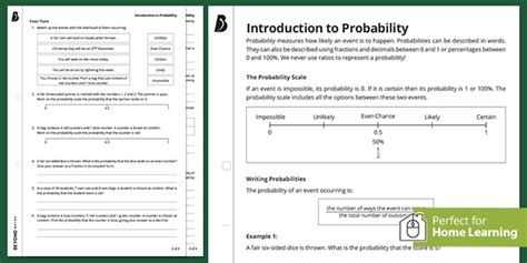Introduction To Probability Ks3 Walkthrough Worksheet Introduction To Probability Worksheet - Introduction To Probability Worksheet