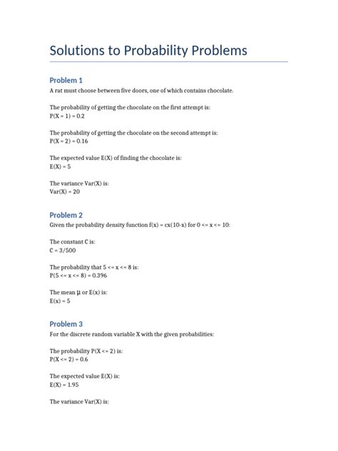 Introduction To Probability Problem Solutions