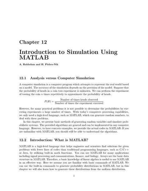Introduction To Simulation Using Matlab Free