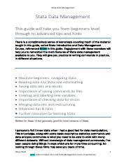 Introduction To Stata Data Management