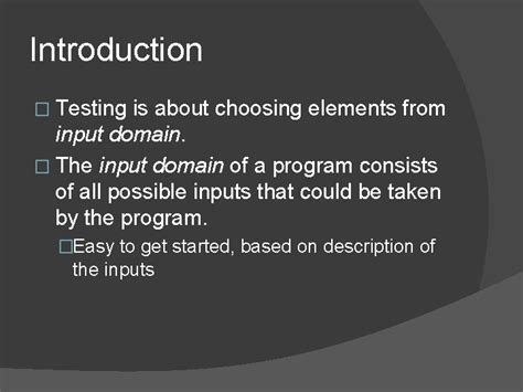 introduction to the testing program