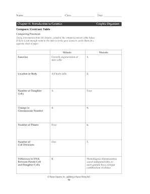 Full Download Introduction Genetics Compare Contrast Table Answer Key 