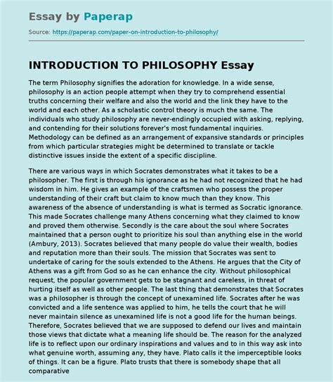 Read Introduction To A Philosophy Paper 