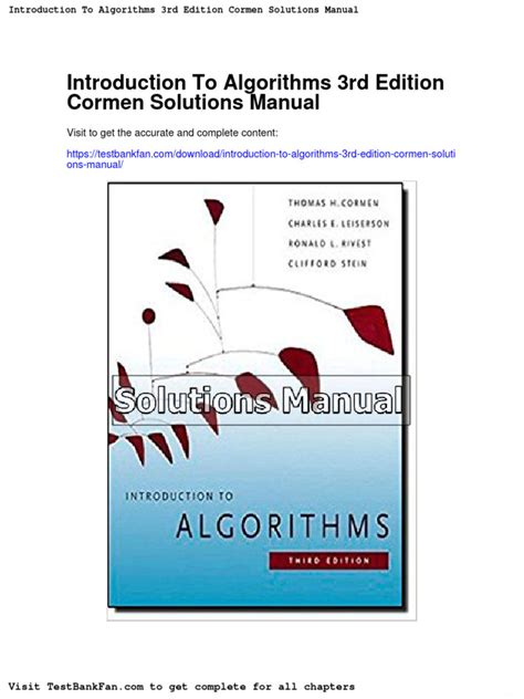 Read Introduction To Algorithms Third Edition Solutions 