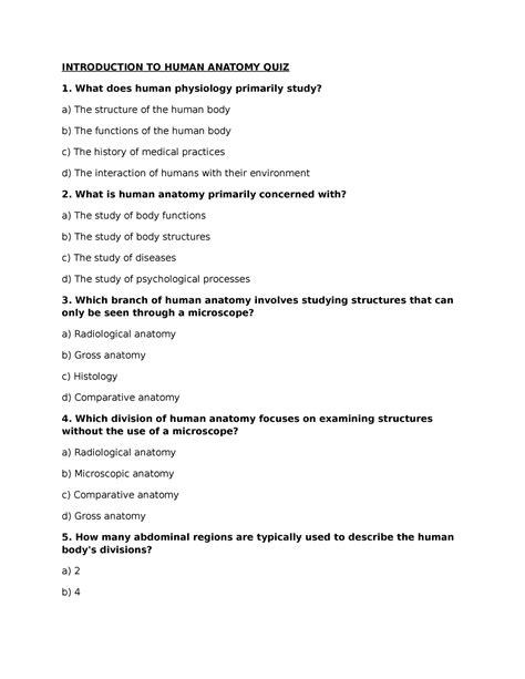 Read Online Introduction To Anatomy Quiz Theecoore 