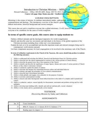 Read Online Introduction To Christian Missions Miss 2113 