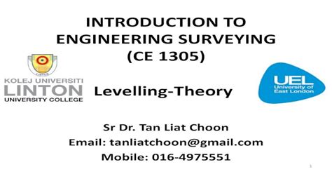 Read Online Introduction To Engineering Surveying Ce 1305 Levelling 